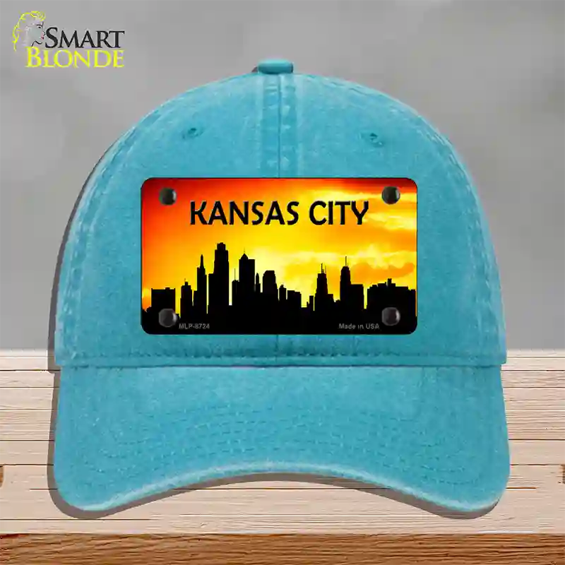 Kansas City Silhouette Novelty License Plate Hat Unconstructed Cotton / Lake Blue