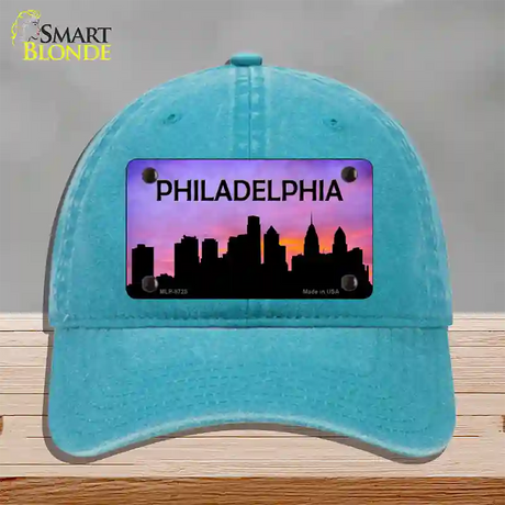 Philadelphia Silhouette Novelty License Plate Hat Unconstructed Cotton / Lake Blue