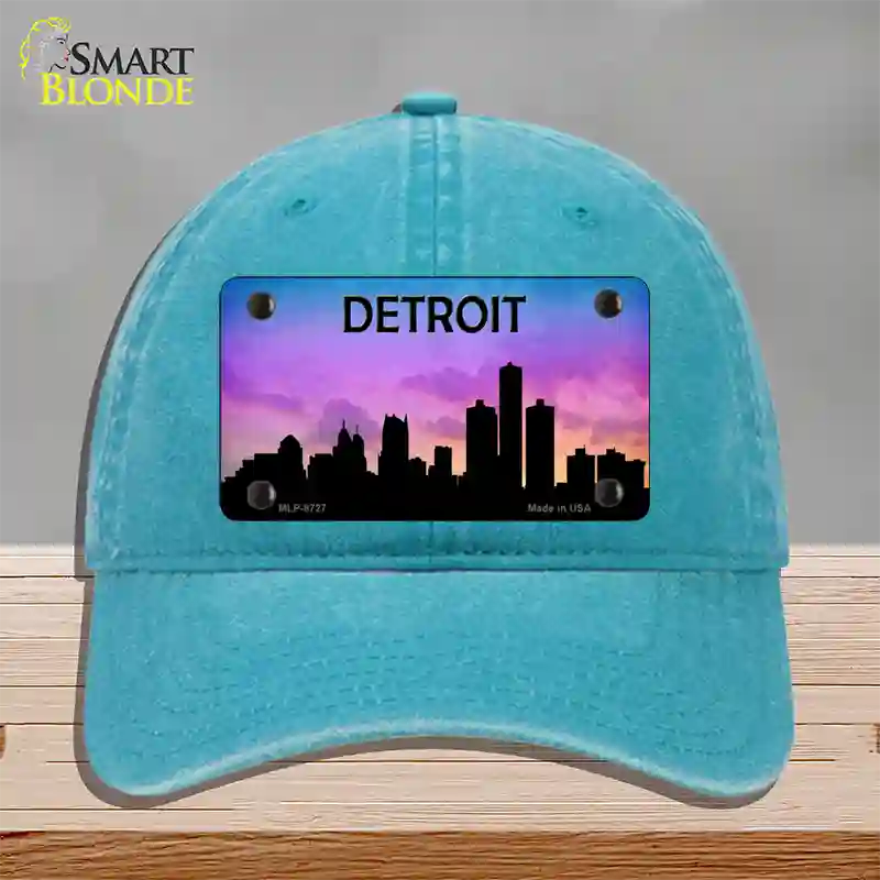 Detroit Silhouette Novelty License Plate Hat Unconstructed Cotton / Lake Blue