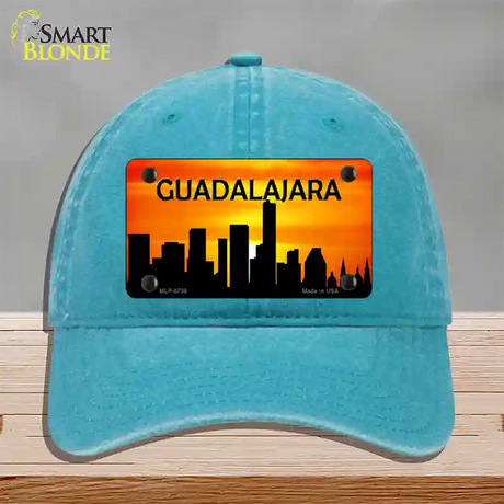 Guadalajara Silhouette Novelty License Plate Hat Unconstructed Cotton / Lake Blue