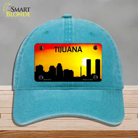 Tijuana Silhouette Novelty License Plate Hat Unconstructed Cotton / Lake Blue