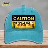 Caution Stops At Garage Sales Novelty License Plate Hat Unconstructed Cotton / Lake Blue