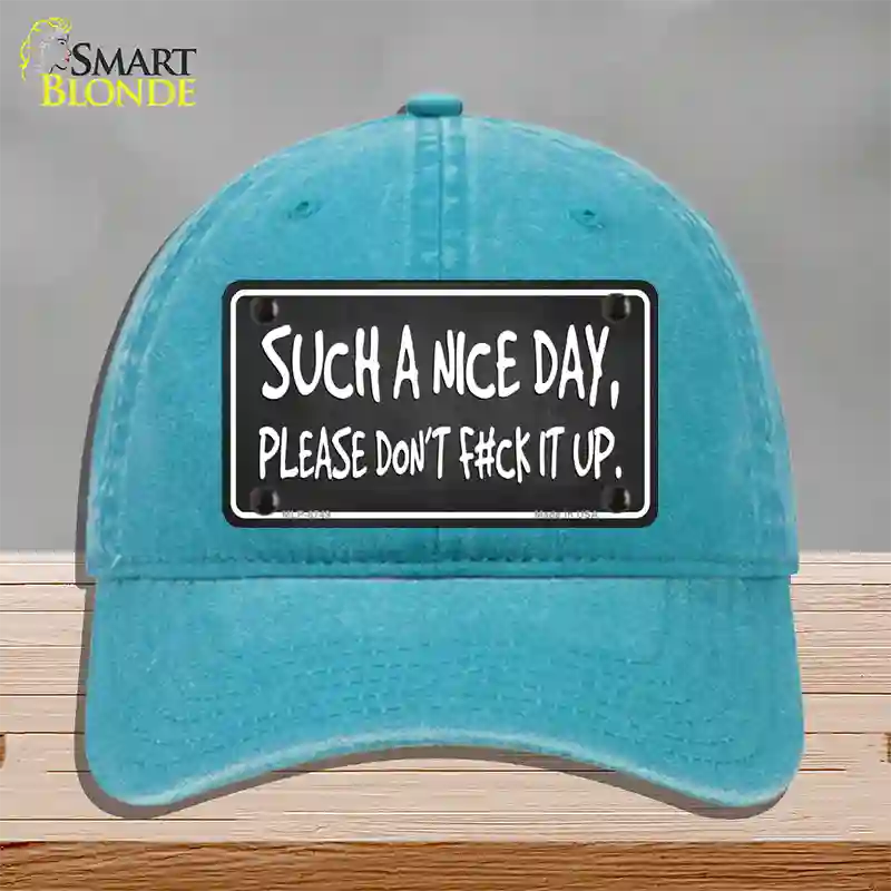 Such A Nice Day Novelty License Plate Hat Unconstructed Cotton / Lake Blue