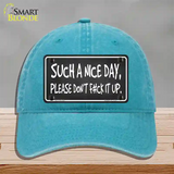 Such A Nice Day Novelty License Plate Hat Unconstructed Cotton / Lake Blue