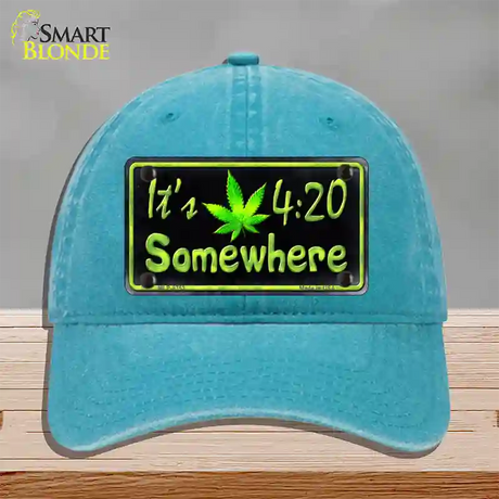 Its 4:20 Novelty License Plate Hat Unconstructed Cotton / Lake Blue