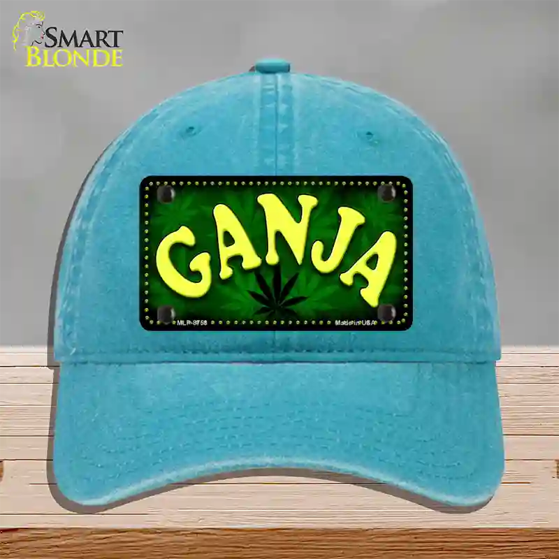 Ganja Novelty License Plate Hat Unconstructed Cotton / Lake Blue