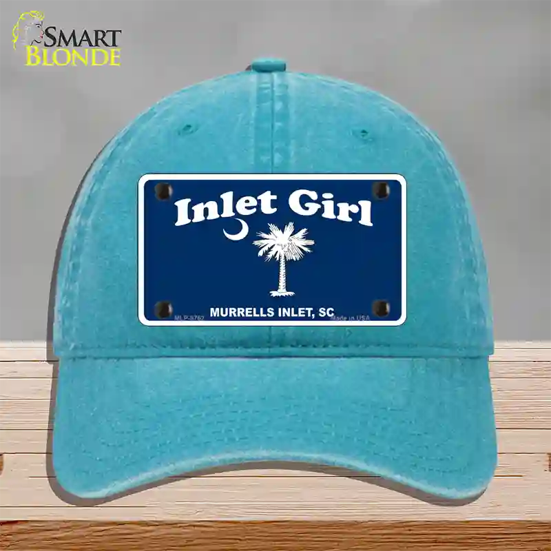 Inlet Girl Novelty License Plate Hat Unconstructed Cotton / Lake Blue