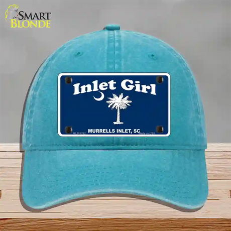 Inlet Girl Novelty License Plate Hat Unconstructed Cotton / Lake Blue