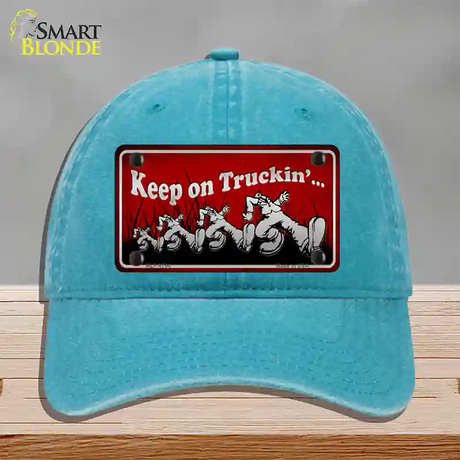 Keep On Trucking Novelty License Plate Hat Unconstructed Cotton / Lake Blue