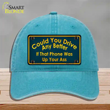 Could You Drive Novelty License Plate Hat Unconstructed Cotton / Lake Blue