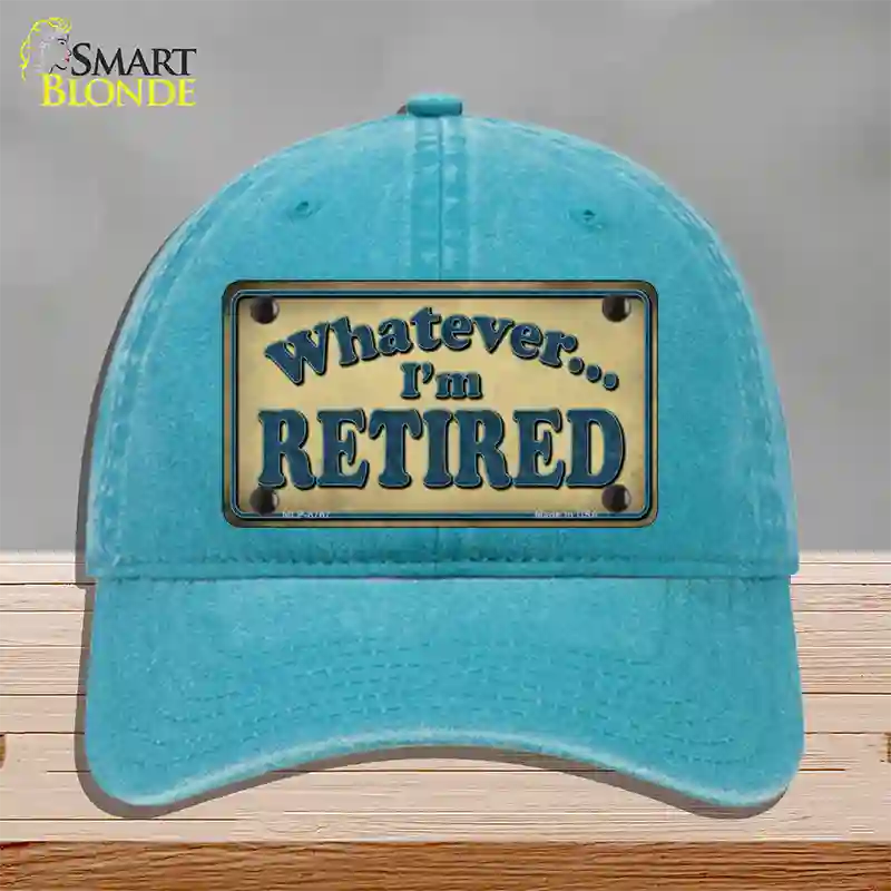 Whatever Im Retired Novelty License Plate Hat Unconstructed Cotton / Lake Blue