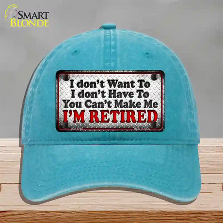 You Cant Make Me Novelty License Plate Hat Unconstructed Cotton / Lake Blue