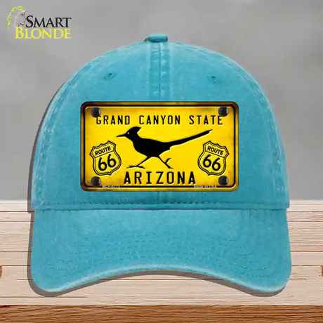 Arizona Grand Canyon With Route 66 Novelty License Plate Hat Unconstructed Cotton / Lake Blue