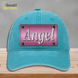 Angel Pink Novelty License Plate Hat Unconstructed Cotton / Lake Blue