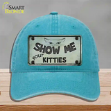 Show Me Your Kitties Novelty License Plate Hat Unconstructed Cotton / Lake Blue