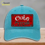 Cute But Psycho Novelty License Plate Hat Unconstructed Cotton / Lake Blue