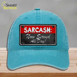 Sarcasm Novelty License Plate Hat Unconstructed Cotton / Lake Blue