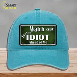 Watch Out Ahead Of Me Novelty License Plate Hat Unconstructed Cotton / Lake Blue