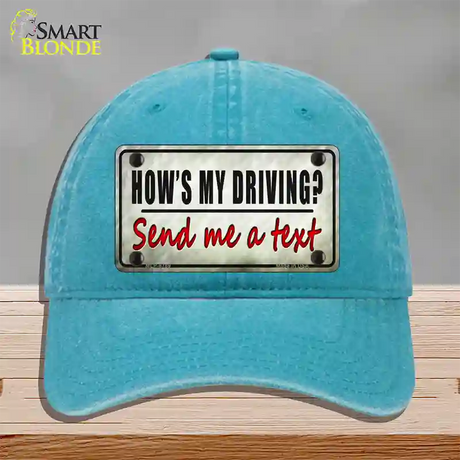 Send Me A Text Novelty License Plate Hat Unconstructed Cotton / Lake Blue