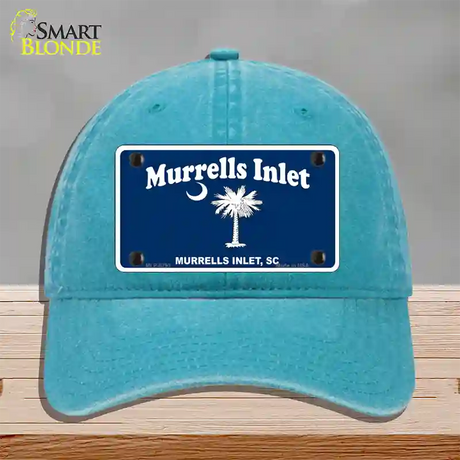 Murrells Inlet Novelty License Plate Hat Unconstructed Cotton / Lake Blue