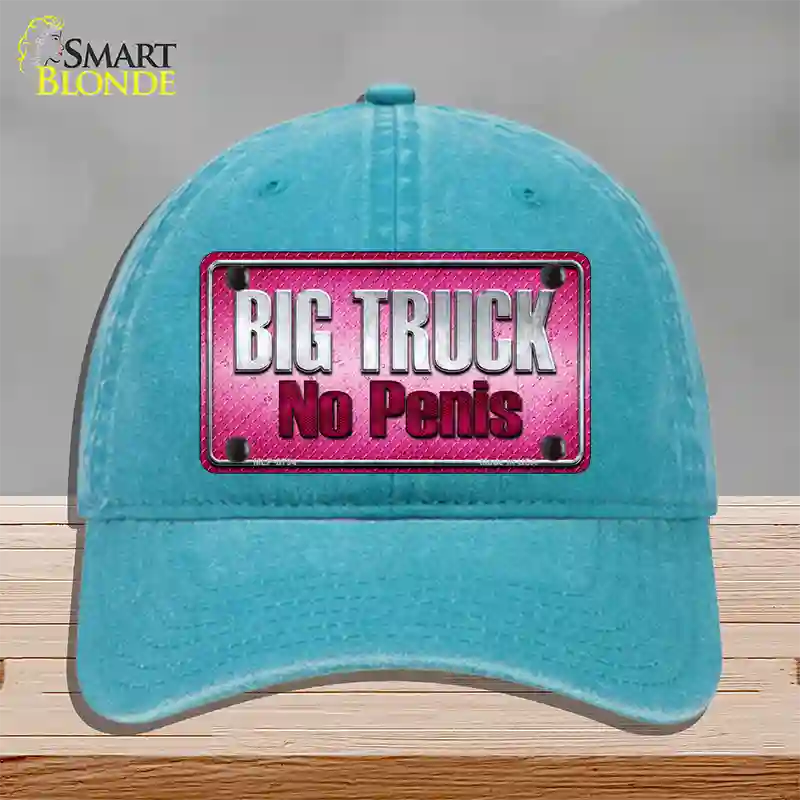 Big Truck No Penis Novelty License Plate Hat Unconstructed Cotton / Lake Blue