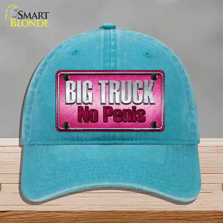 Big Truck No Penis Novelty License Plate Hat Unconstructed Cotton / Lake Blue