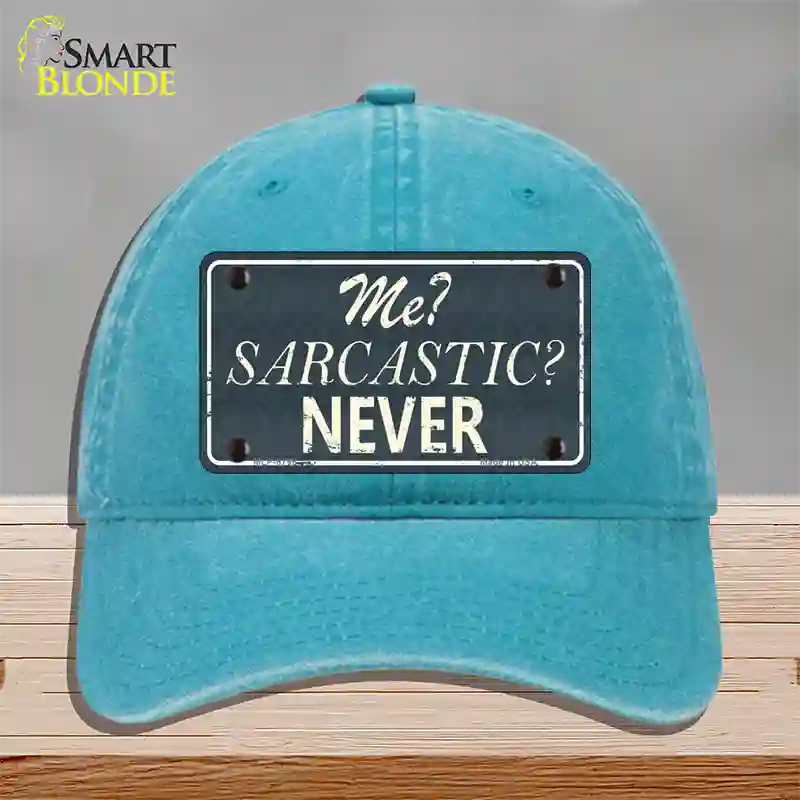 Me Sarcastic Never Novelty License Plate Hat Unconstructed Cotton / Lake Blue