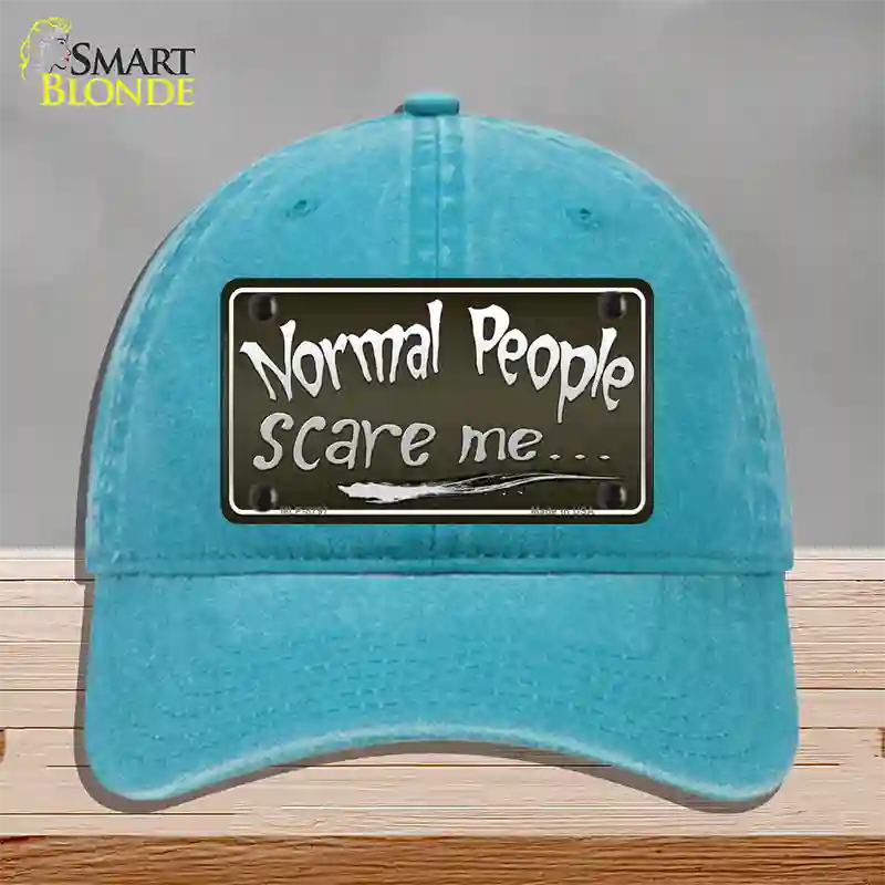 Normal People Novelty License Plate Hat Unconstructed Cotton / Lake Blue