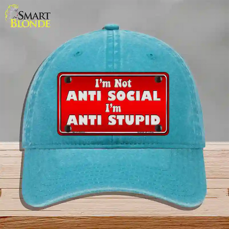 Anti Social Novelty License Plate Hat Unconstructed Cotton / Lake Blue