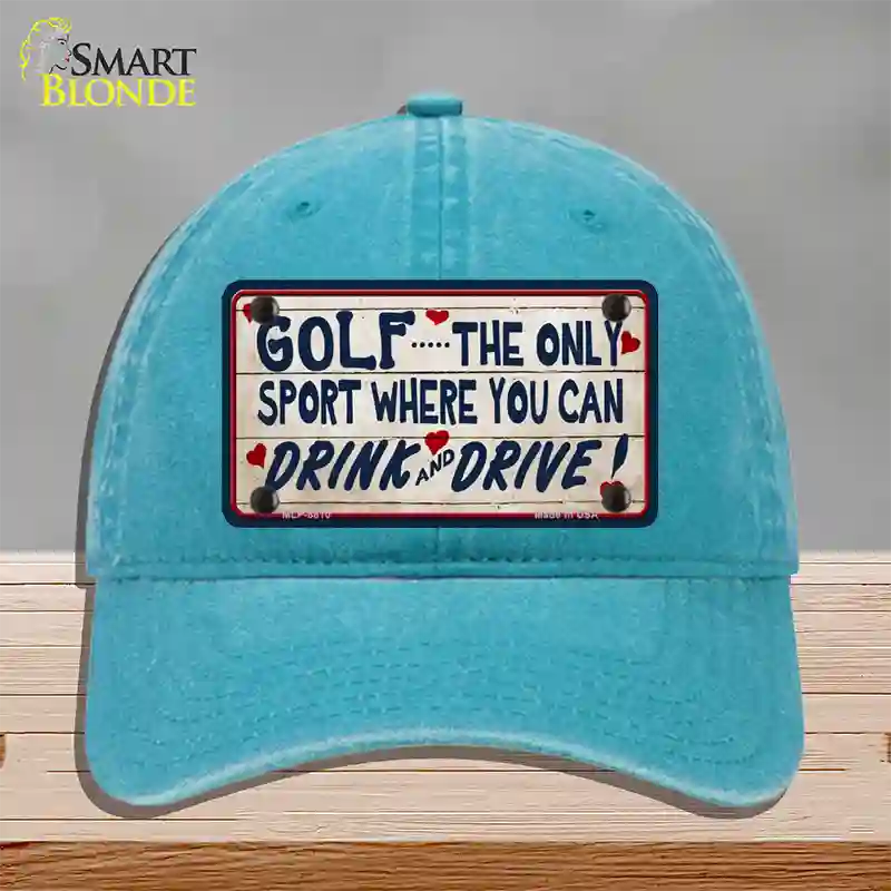 Drink And Drive Novelty License Plate Hat Unconstructed Cotton / Lake Blue