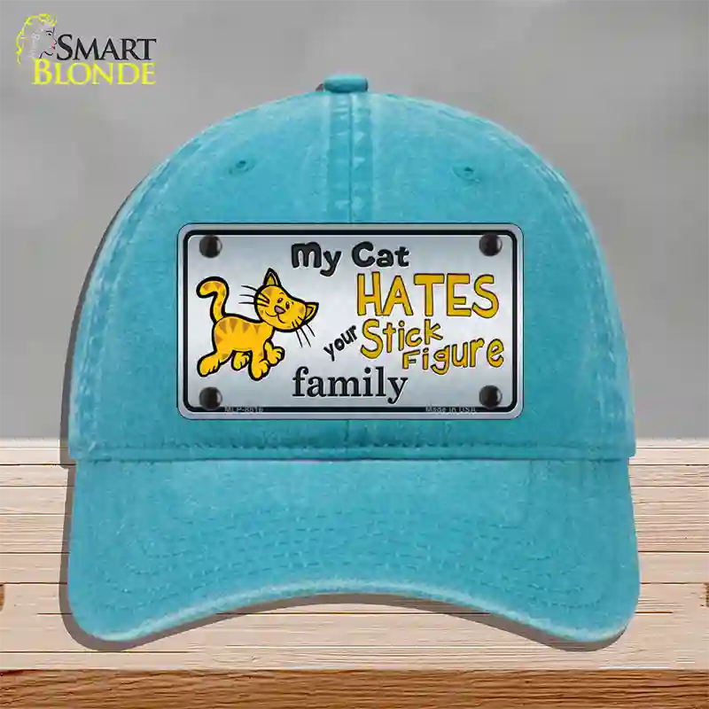 My Cat Hates Novelty License Plate Hat Unconstructed Cotton / Lake Blue