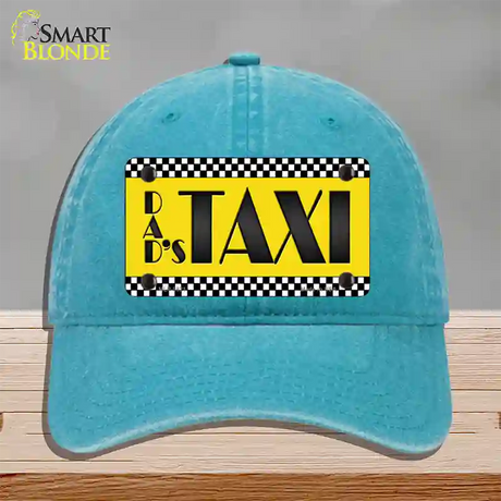 Dads Taxi Novelty License Plate Hat Unconstructed Cotton / Lake Blue