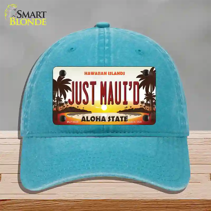 Just Mauid Sunset Novelty License Plate Hat Unconstructed Cotton / Lake Blue