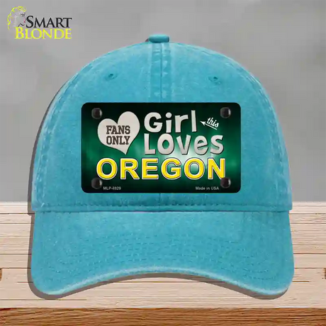 This Girl Loves Oregon Novelty License Plate Hat Unconstructed Cotton / Lake Blue