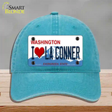 I Love La Conner Washington Novelty License Plate Hat Unconstructed Cotton / Lake Blue