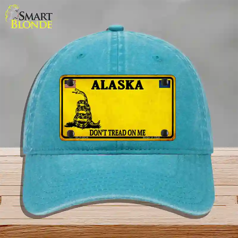 Alaska State Blank Novelty License Plate Hat Unconstructed Cotton / Lake Blue / Alaska Dont Tread On Me (8834):https | Clean | Yes