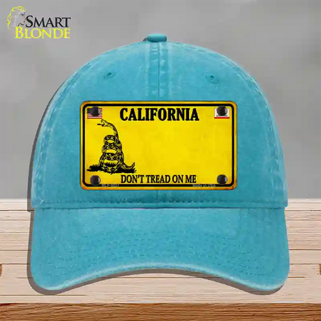 California Dont Tread On Me Novelty License Plate Hat Unconstructed Cotton / Lake Blue