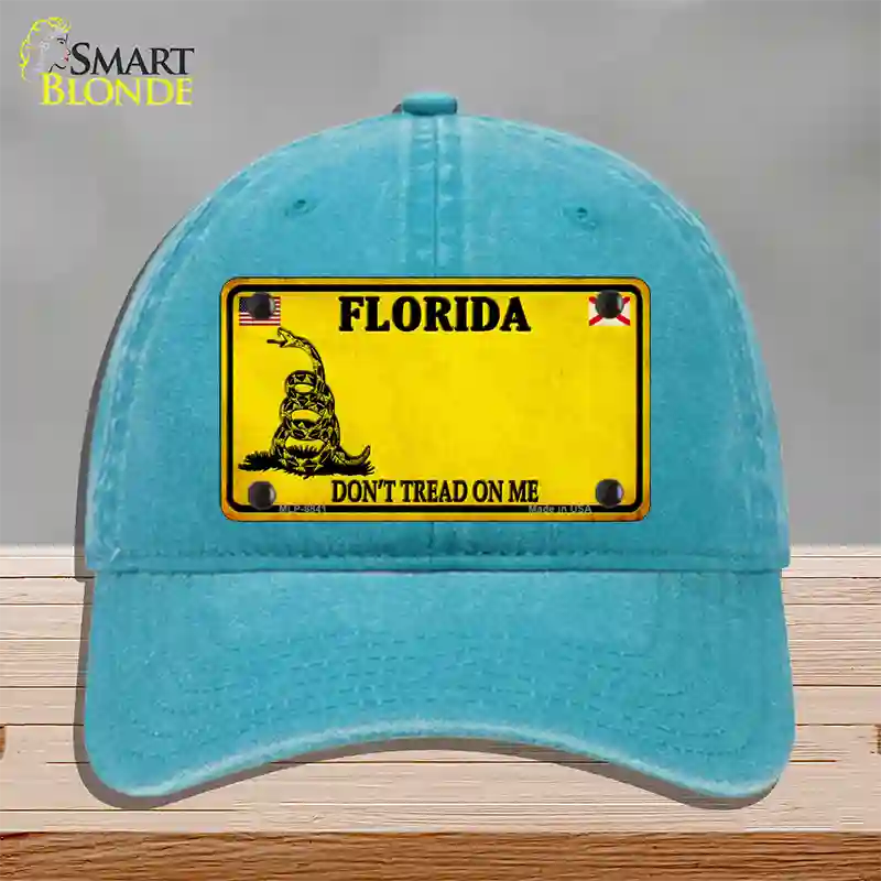 Florida Dont Tread On Me Novelty License Plate Hat Unconstructed Cotton / Lake Blue