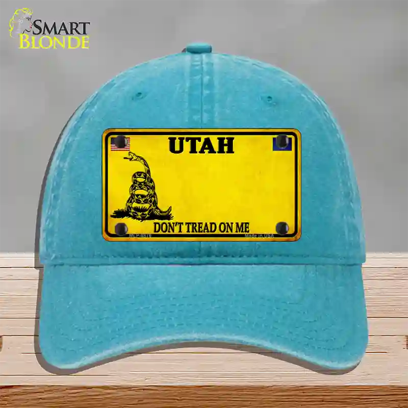 Utah Dont Tread On Me Novelty License Plate Hat Unconstructed Cotton / Lake Blue