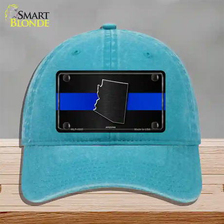 Arizona Thin Blue Line Novelty License Plate Hat Unconstructed Cotton / Lake Blue