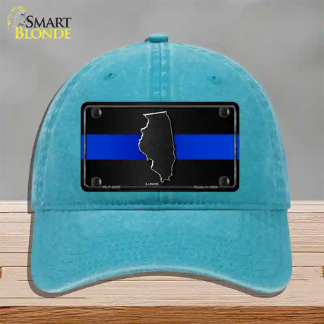 Illinois Thin Blue Line Novelty License Plate Hat Unconstructed Cotton / Lake Blue