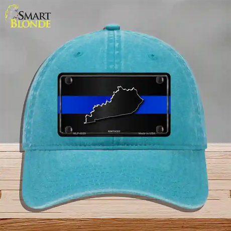 Kentucky Thin Blue Line Novelty License Plate Hat Unconstructed Cotton / Lake Blue