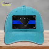 South Carolina Thin Blue Line Novelty License Plate Hat Unconstructed Cotton / Lake Blue