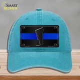 Vermont Thin Blue Line Novelty License Plate Hat Unconstructed Cotton / Lake Blue