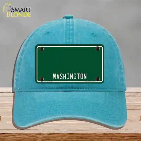 Washington Green Novelty License Plate Hat Unconstructed Cotton / Lake Blue