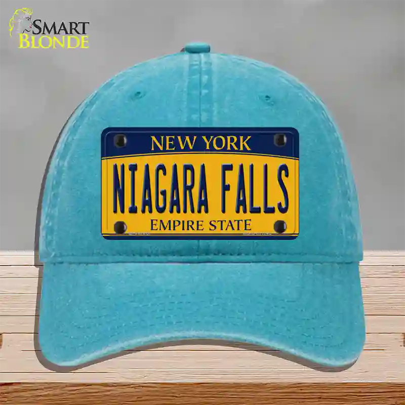 Niagara Falls New York Novelty License Plate Hat Unconstructed Cotton / Lake Blue