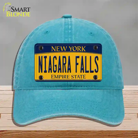 Niagara Falls New York Novelty License Plate Hat Unconstructed Cotton / Lake Blue