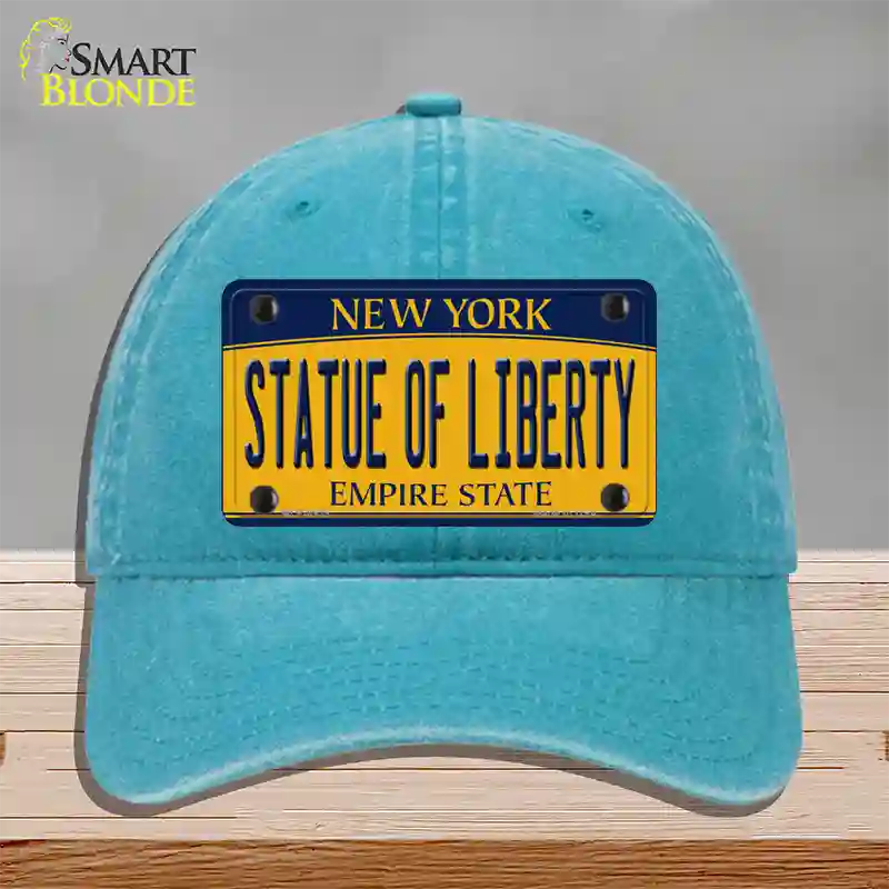 Statue of Liberty New York Novelty License Plate Hat Unconstructed Cotton / Lake Blue