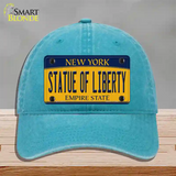 Statue of Liberty New York Novelty License Plate Hat Unconstructed Cotton / Lake Blue