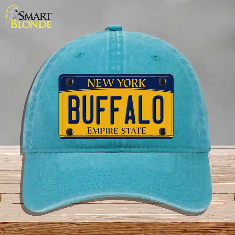 Buffalo New York Novelty License Plate Hat Unconstructed Cotton / Lake Blue